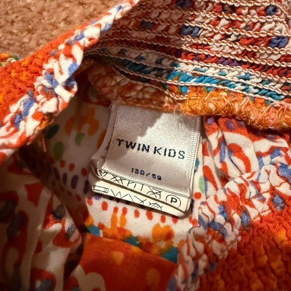 Vibrant Orange Patterned Kids Shorts - Picture 2 of 3